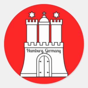Adesivo Redondo Bandeira Hamburgo, Alemanha
