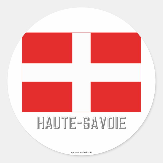 Adesivo Redondo Bandeira Haute-Savoie com nome (Frente)