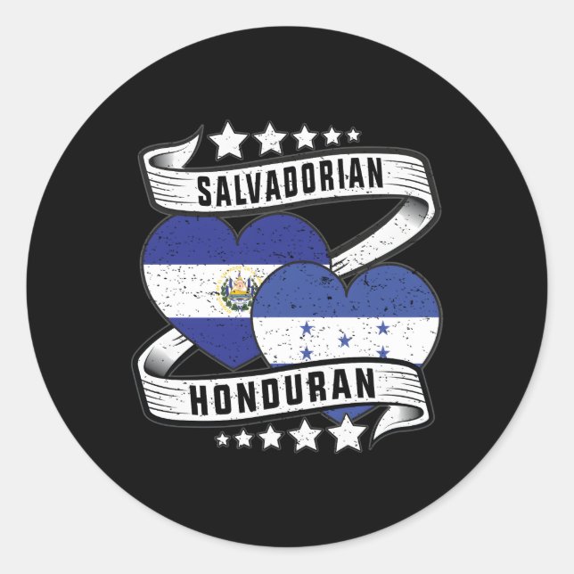 Adesivo Redondo Bandeira hondurenha salvadorenha Honduras Y El Sal (Frente)