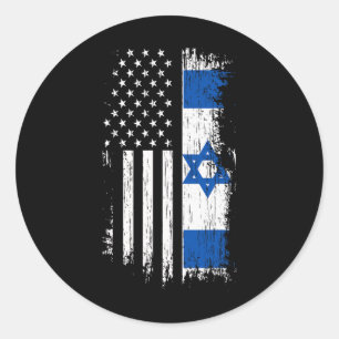 Adesivo Redondo Bandeira Israelense Americana - Camisa Orgulho Isr