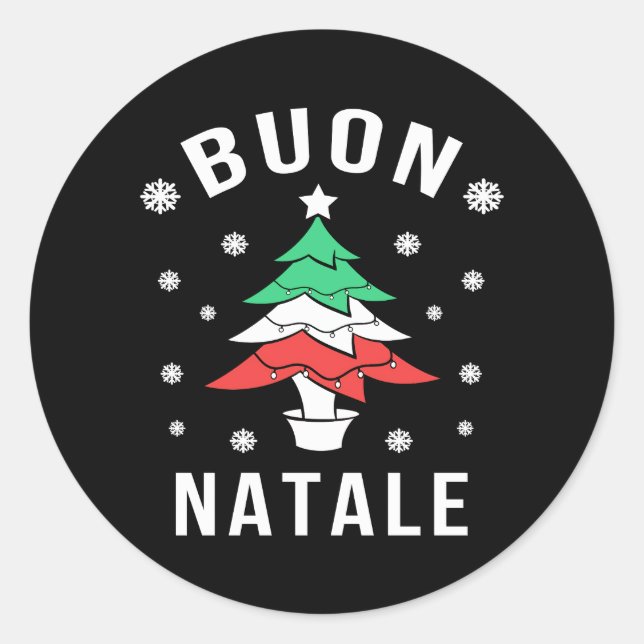 Adesivo Redondo Bandeira italiana Buon Natale (Frente)