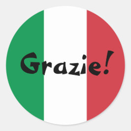 Adesivo Redondo Bandeira Italiana Obrigado Grazie!
