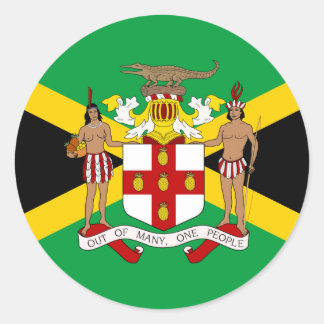 Adesivo Redondo Bandeira jamaicana e Casaco de armas, Bandeira da