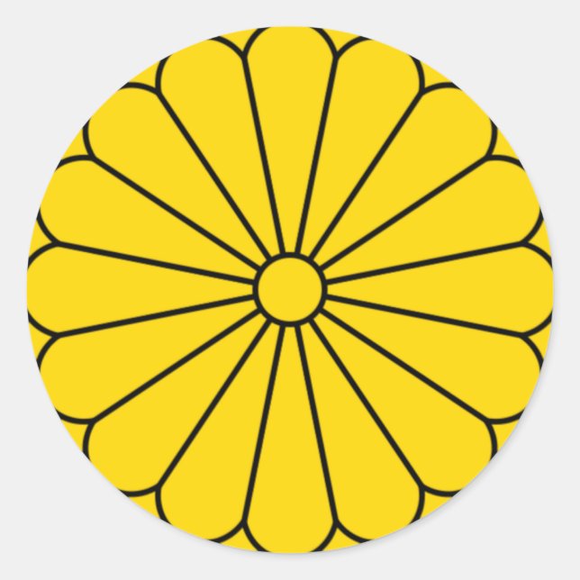 ADESIVO REDONDO BANDEIRA JAPÃO - CASACO DE ARMAS - SELO IMPERIAL (Frente)