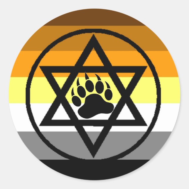 Adesivo Redondo Bandeira judaica do orgulho do urso (Frente)