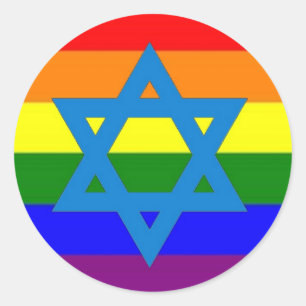 Adesivo Redondo Bandeira judaica do orgulho gay