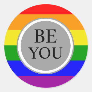 Adesivo Redondo Bandeira Legal do Orgulho Gay Seja Você