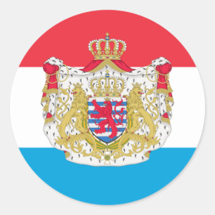 Adesivo Redondo Bandeira luxemburguesa e Casaco de armas, Luxembur
