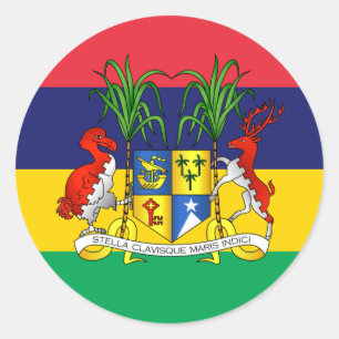 Adesivo Redondo Bandeira Maurícia e Casaco de armas, Bandeira da