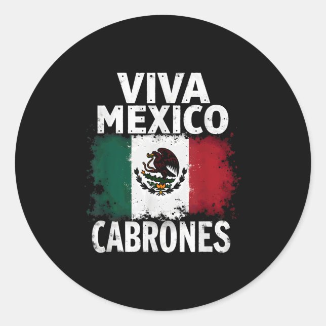 Adesivo Redondo Bandeira Mexicana Viva Cabrones (Frente)