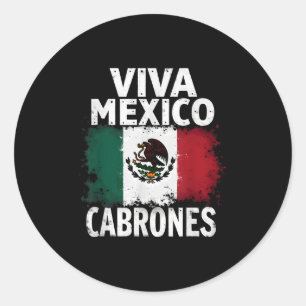 Adesivo Redondo Bandeira Mexicana Viva Cabrones