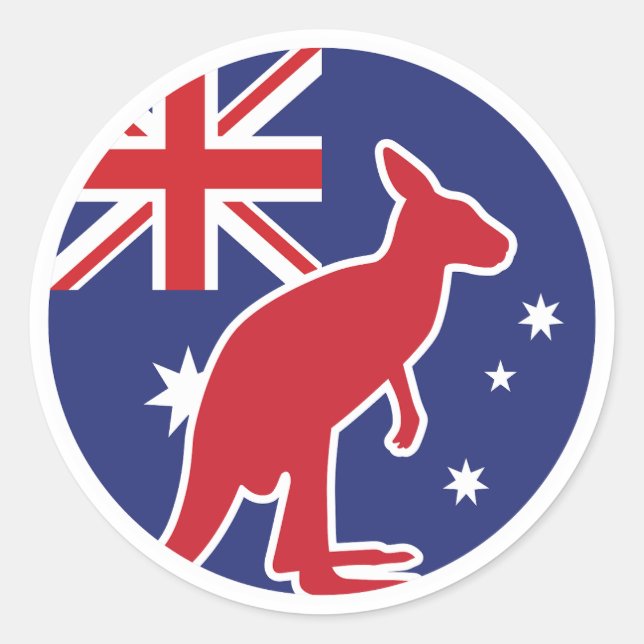 Adesivo Redondo Bandeira Nacional Australiana de Kangaroo, Austrál (Frente)