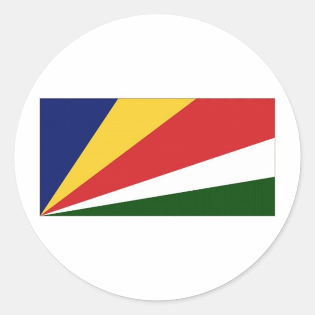 Adesivo Redondo Bandeira nacional das Seychelles (Frente)