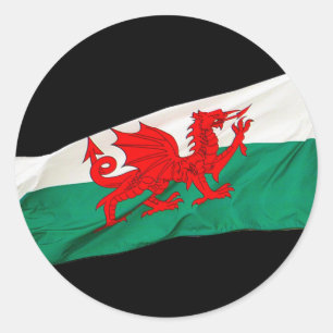 Adesivo Redondo Bandeira nacional de Wales, o dragão vermelho