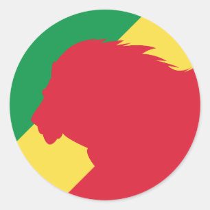 Adesivo Redondo Bandeira Nacional do Congo Lion Congolês