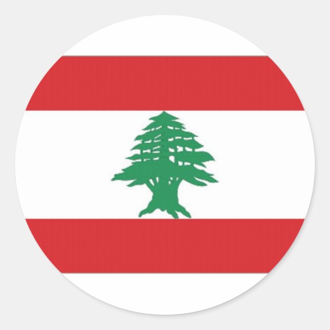 Adesivo Redondo Bandeira Nacional do Líbano (Frente)