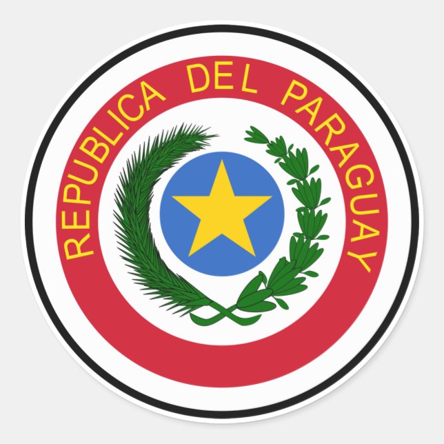 Adesivo Redondo Bandeira Nacional do Paraguai (Frente)