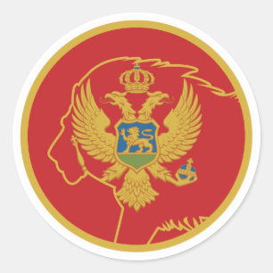 Adesivo Redondo Bandeira Nacional Montenegrina do Montenegro