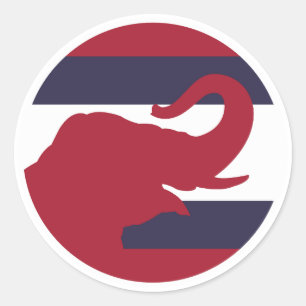 Adesivo Redondo Bandeira Nacional Tailandesa do Elefante Asiático