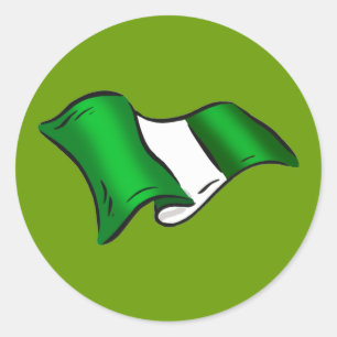 Adesivo Redondo Bandeira nigeriana ondulada para admiradores de