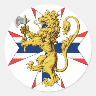 Adesivo Redondo Bandeira Norueguesa de Leão