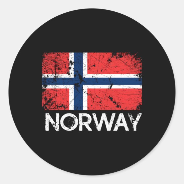 Adesivo Redondo Bandeira Norueguesa Fabricada Na Noruega (Frente)