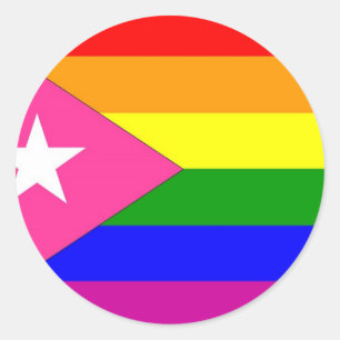Adesivo Redondo Bandeira Orgulho gay porto-riquenha