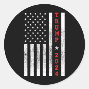 Adesivo Redondo Bandeira Patriótica 4 De Julho Trump 2024