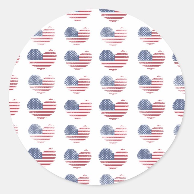Adesivo Redondo Bandeira Patriótica Americana Custa (Frente)
