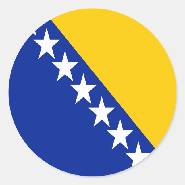 Adesivo Redondo Bandeira Patriótica da Bósnia-Herzegovina (Frente)