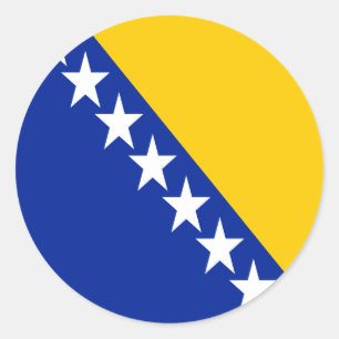 Adesivo Redondo Bandeira Patriótica da Bósnia-Herzegovina