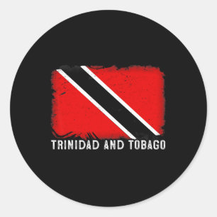 Adesivo Redondo Bandeira Patriótica Desgastada de Trinidad e Togo