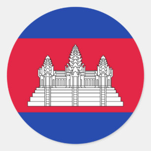 Adesivo Redondo Bandeira Patriótica do Camboja