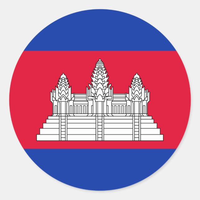 Adesivo Redondo Bandeira Patriótica do Camboja (Frente)