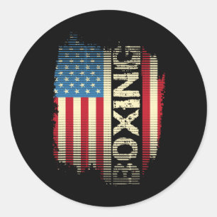 Adesivo Redondo Bandeira Patriótica dos EUA Boxe Kickboxing Kickbo