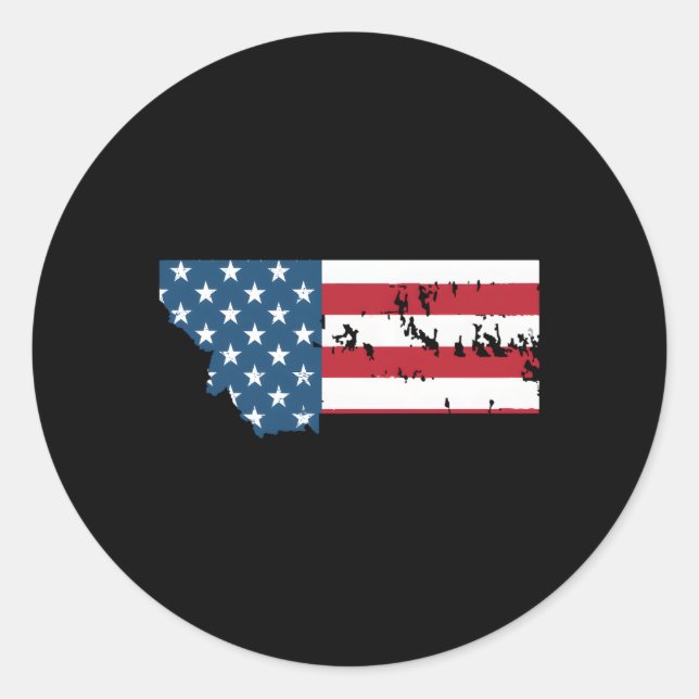 Adesivo Redondo Bandeira Patriótica Dos Eua Do Estado De Montana P (Frente)