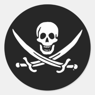 Adesivo Redondo Bandeira pirata de Jolly roger