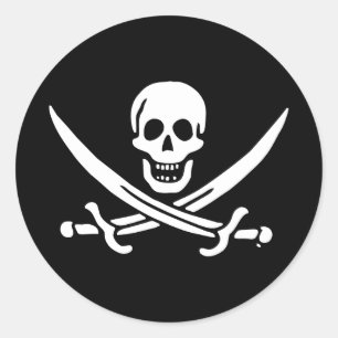 Adesivo Redondo Bandeira pirata de Jolly roger