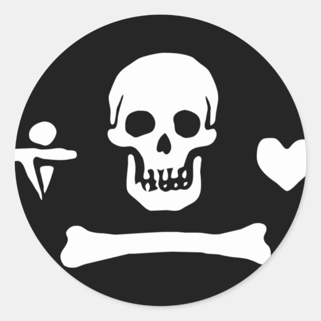 Adesivo Redondo Bandeira Pirata de Stede Bonnet (Frente)