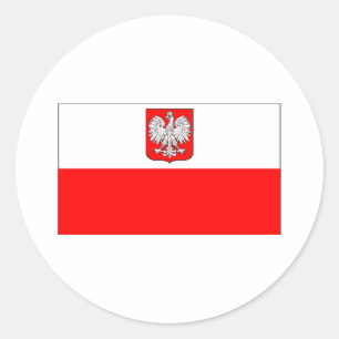 Adesivo Redondo Bandeira polonesa com Eagle