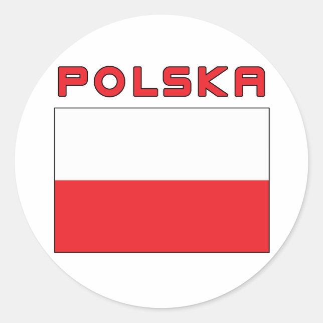 Adesivo Redondo Bandeira Polonesa Com Polska (Frente)