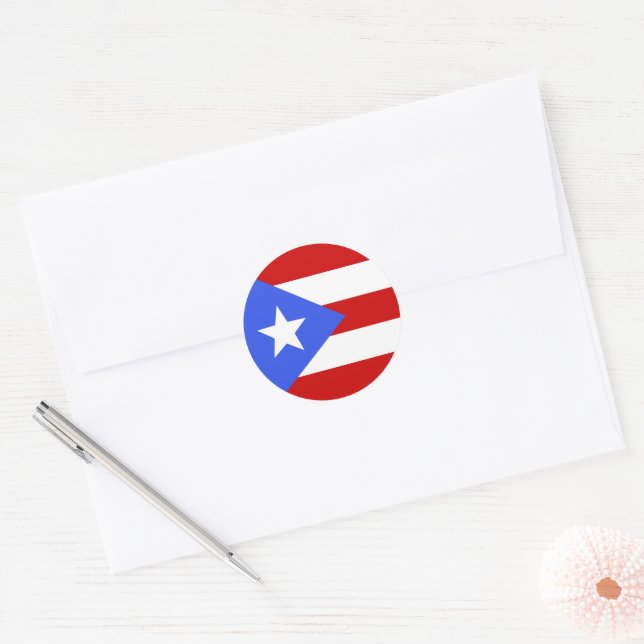 Adesivo Redondo bandeira Porto Rico (Envelope)