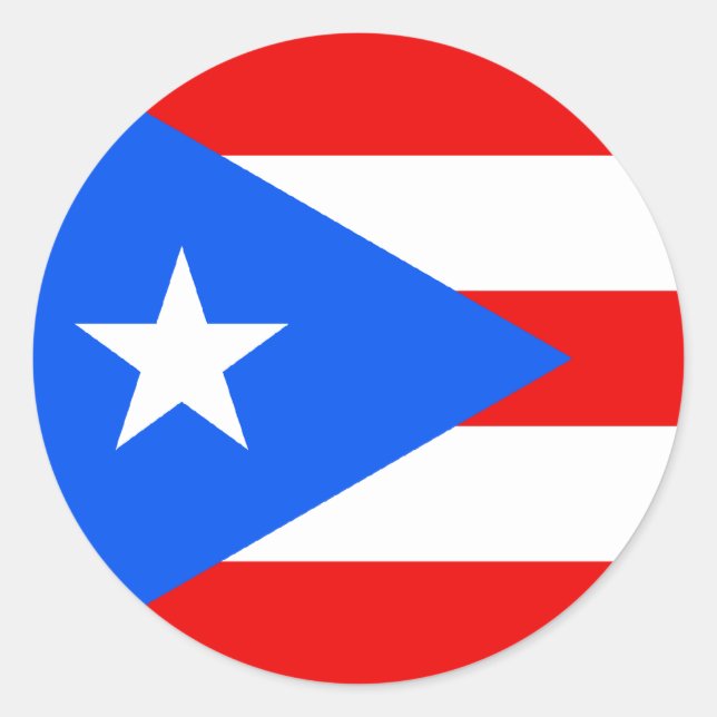 Adesivo Redondo Bandeira Porto Rico/Riquenho. Estados Unidos, EUA, (Frente)