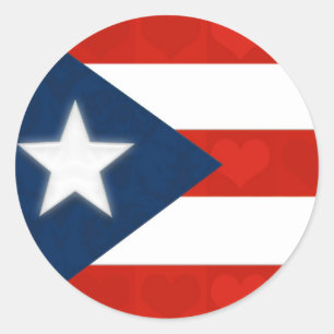 Adesivo Redondo Bandeira porto-riquenha de corações listrados