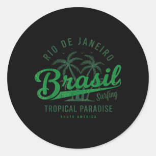 Adesivo Redondo Bandeira Presente Brasil Fã Brasileiro Vintage Sam