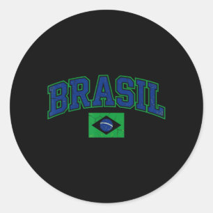 Adesivo Redondo Bandeira Presente Brasil Fã Brasileiro Vintage Sam