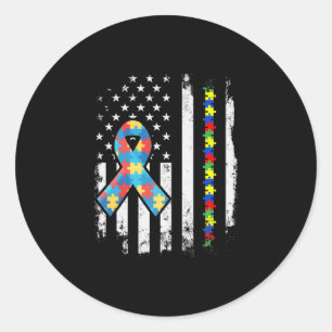 Adesivo Redondo Bandeira Quebra-cabeça de Sensibilização do Autism
