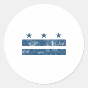 Adesivo Redondo Bandeira Retro Azul de Washington Dc Distrito de C