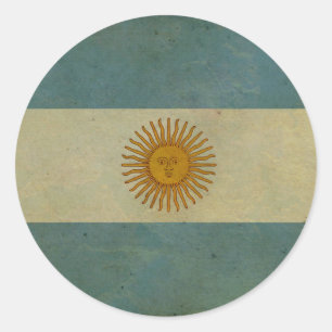 Adesivo Redondo Bandeira retro envelhecida vintage de Argentina
