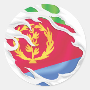 Adesivo Redondo Bandeira Ripada da Eritreia